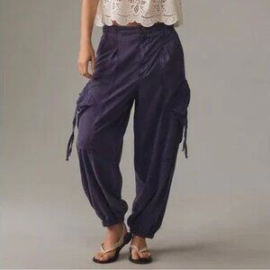 Anthropologie Pilcro Offshore Linen Parachute Cargo Pants - Small - High Waist